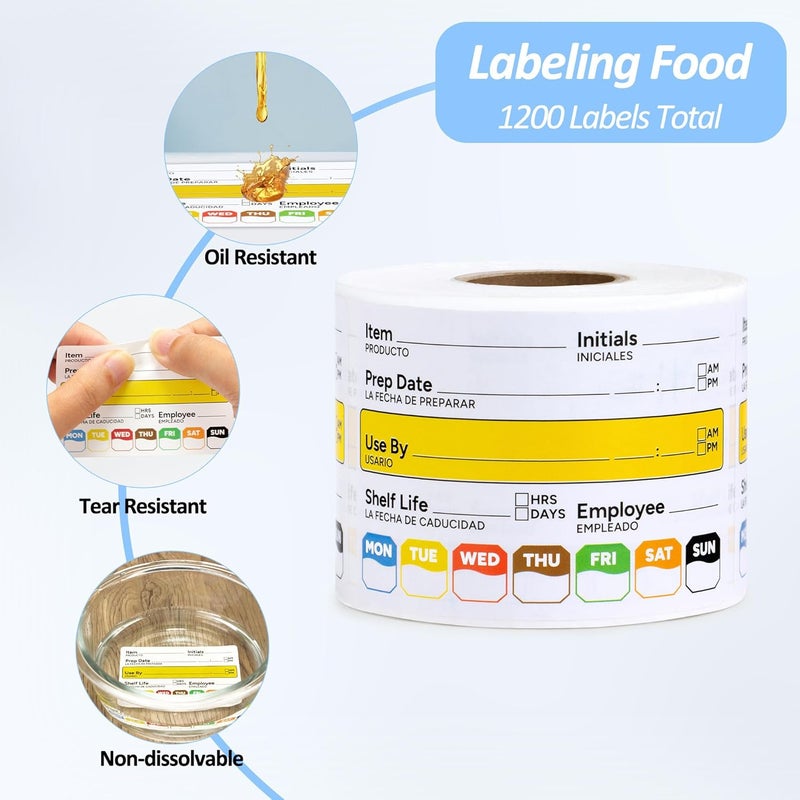 GUEER Restaurant Quality Shelf Life Food Rotation Labels Vinyl, 2” x 3” Self-Adhesive Removable Freezer Food Label, Perfect for Reusable Containers, Easy to Remove, Food Safety Date Sticker (4 Pc) - Image 2